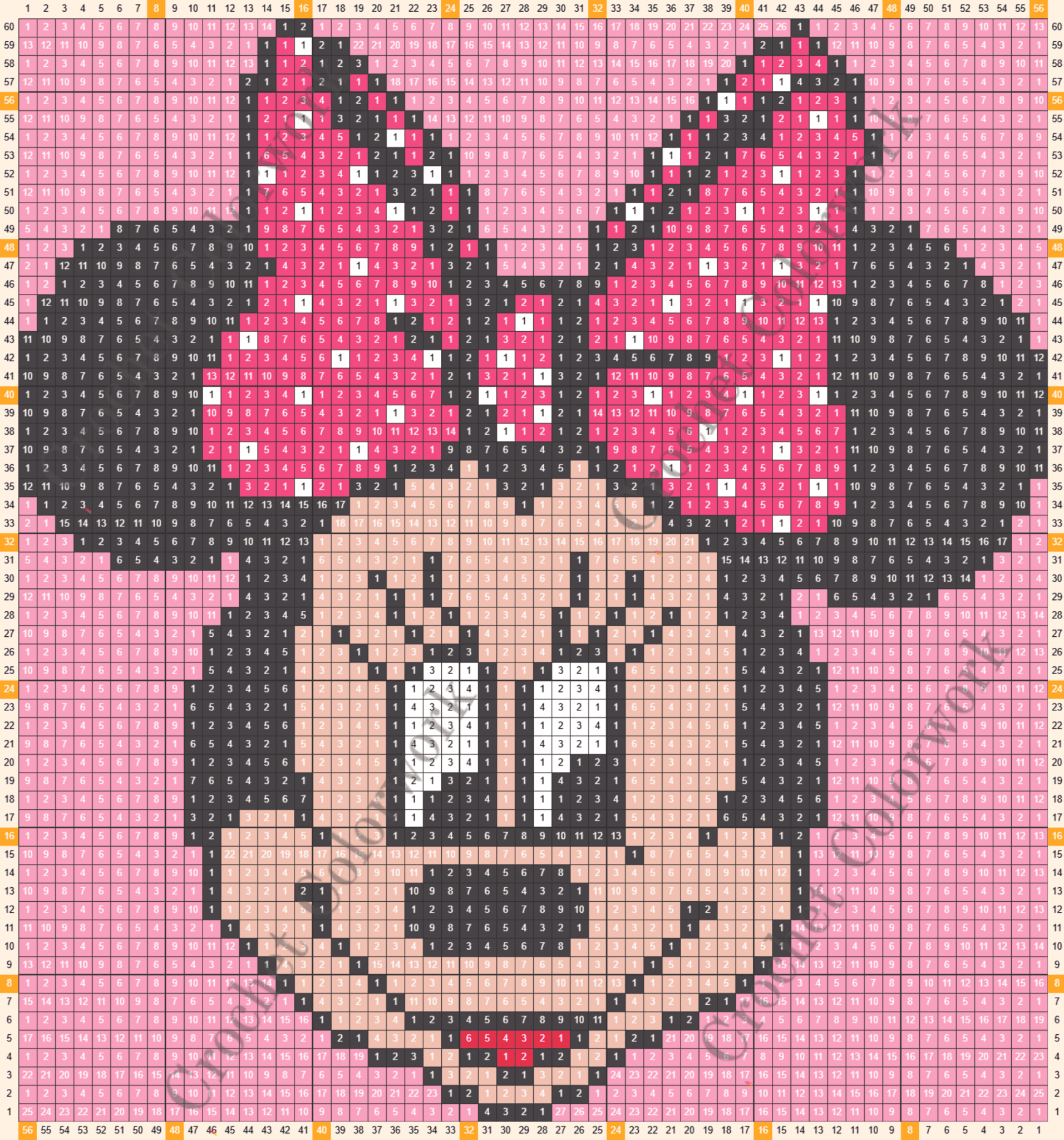 MINNIE MOUSE Grid Pattern 56x60 | Crochet Colorwork