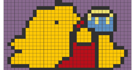 Winnie the Pooh pixel grid pattern for free download.