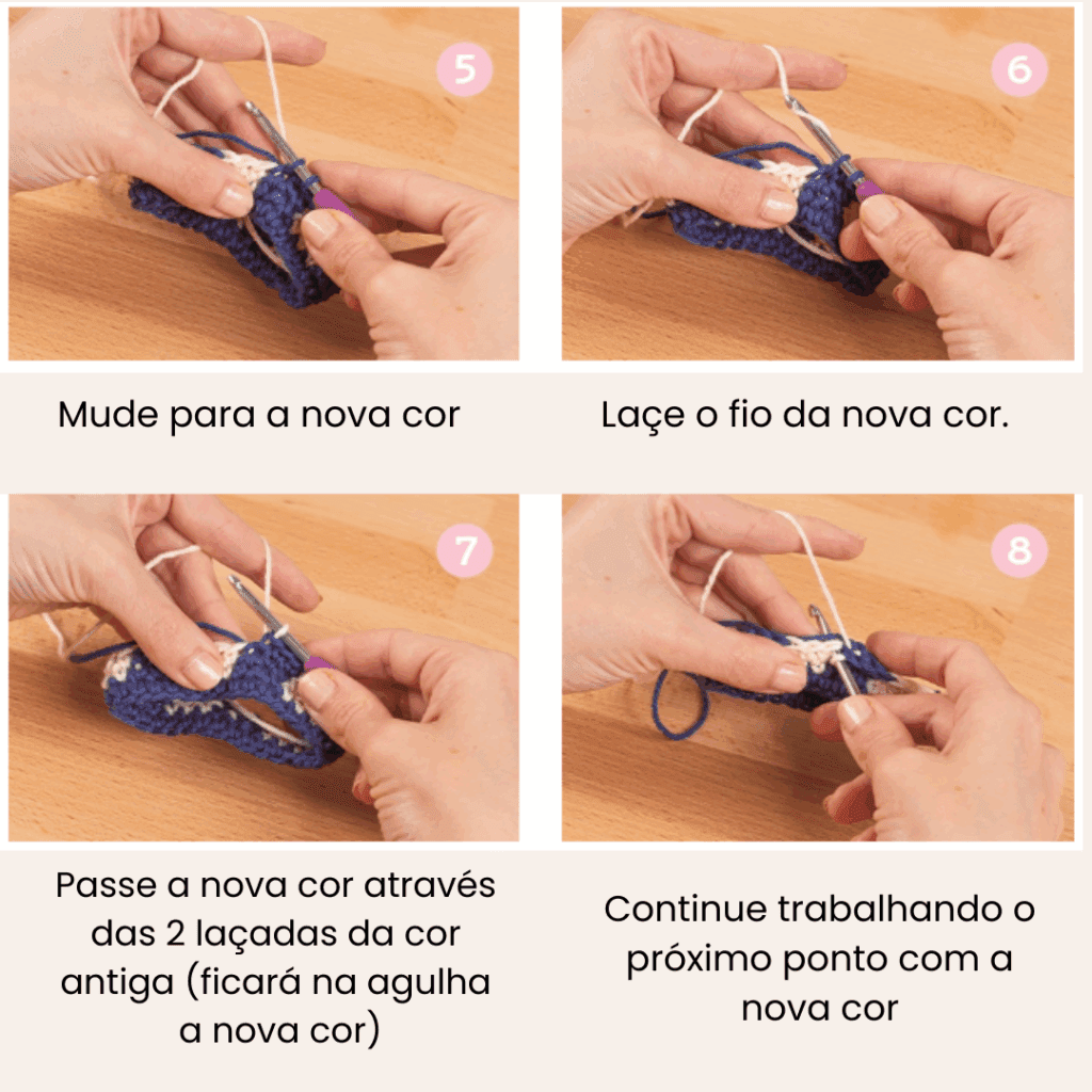 Croche de tapecaria mudanca de cor part 2