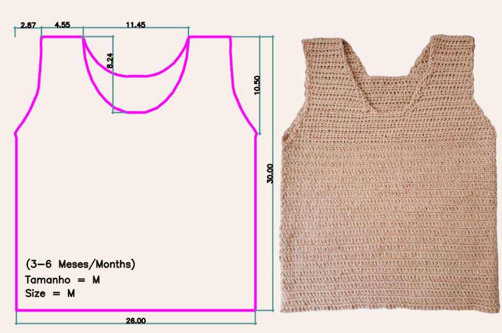 Camiseta Regata de Croche para bebes Tam M