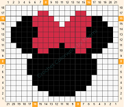 O que é Crochê Intarsia? Guia Passo a Passo para Iniciantes 8 Minnie pixel art miniatura